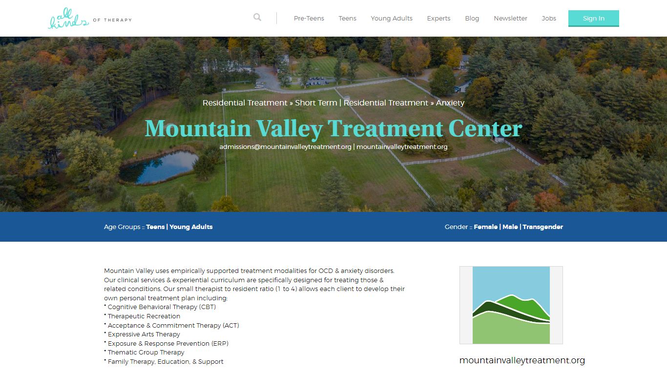 Mountain Valley Treatment Center | All Kinds of Therapy